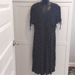 Rafaella Y2k Poka Dot V neck Midi Dress  NWT. Women's L Babydoll‎